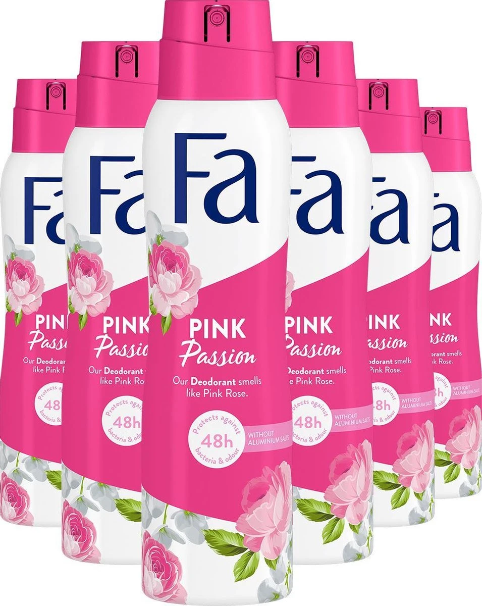 Fa Pink Passion Deo Spray 6x 150ml - Grootverpakking 3 Fa Pink Passion Deo Spray 6x 150ml - Grootverpakking