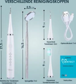 Merkloos Tandsteen Verwijderaar Elektrisch – Tandenborstel Opzetstukken - Tandarts Spiegel - 5 Standen -Wit -Verzorgingsproducten Verkoop 1086x1200