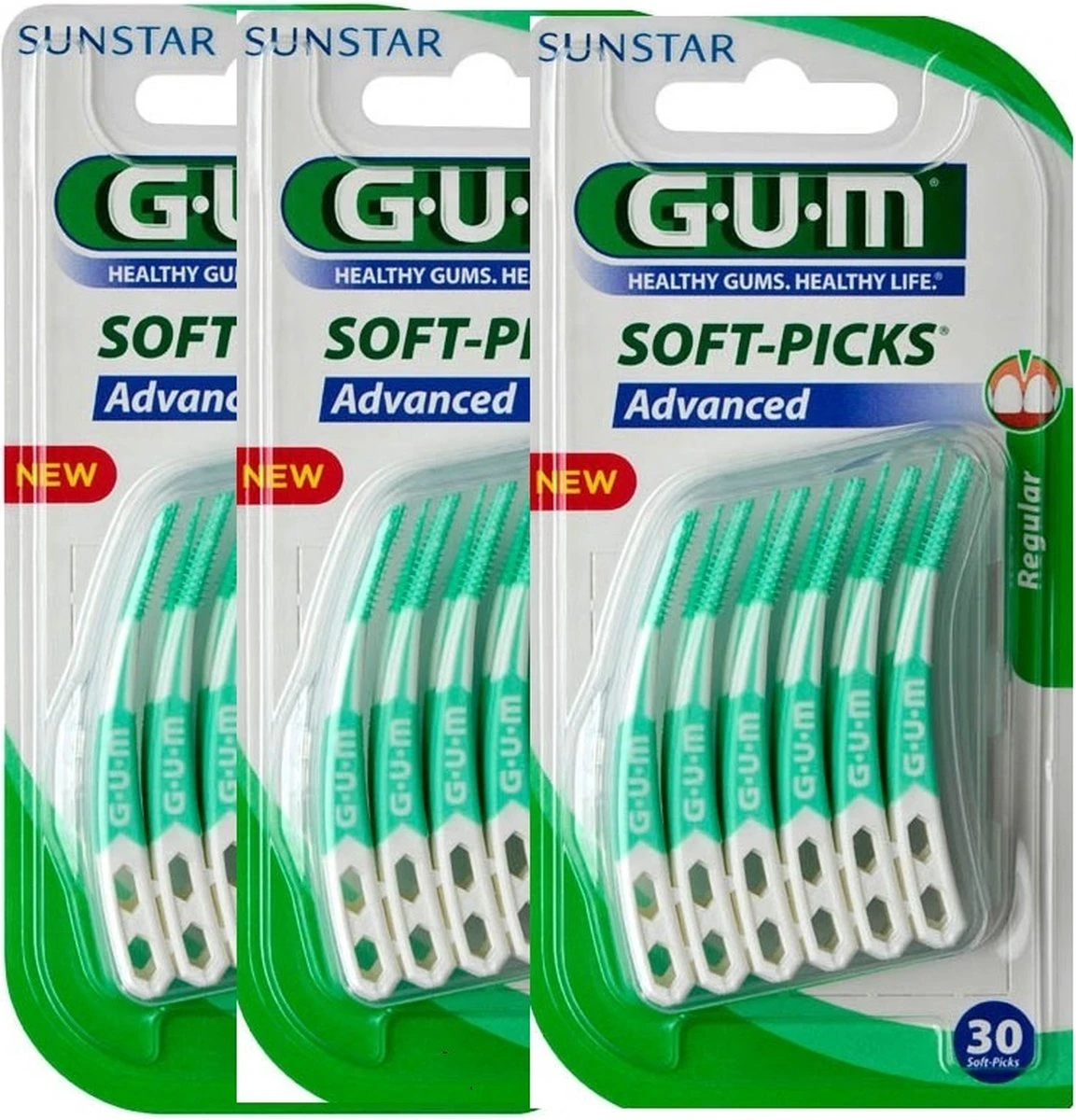 GUM® GUM Soft Picks Advanced Regular - 3 X 30 Stuks - Ragers - Voordeelverpakking 3 GUM® GUM Soft Picks Advanced Regular - 3 X 30 Stuks - Ragers - Voordeelverpakking