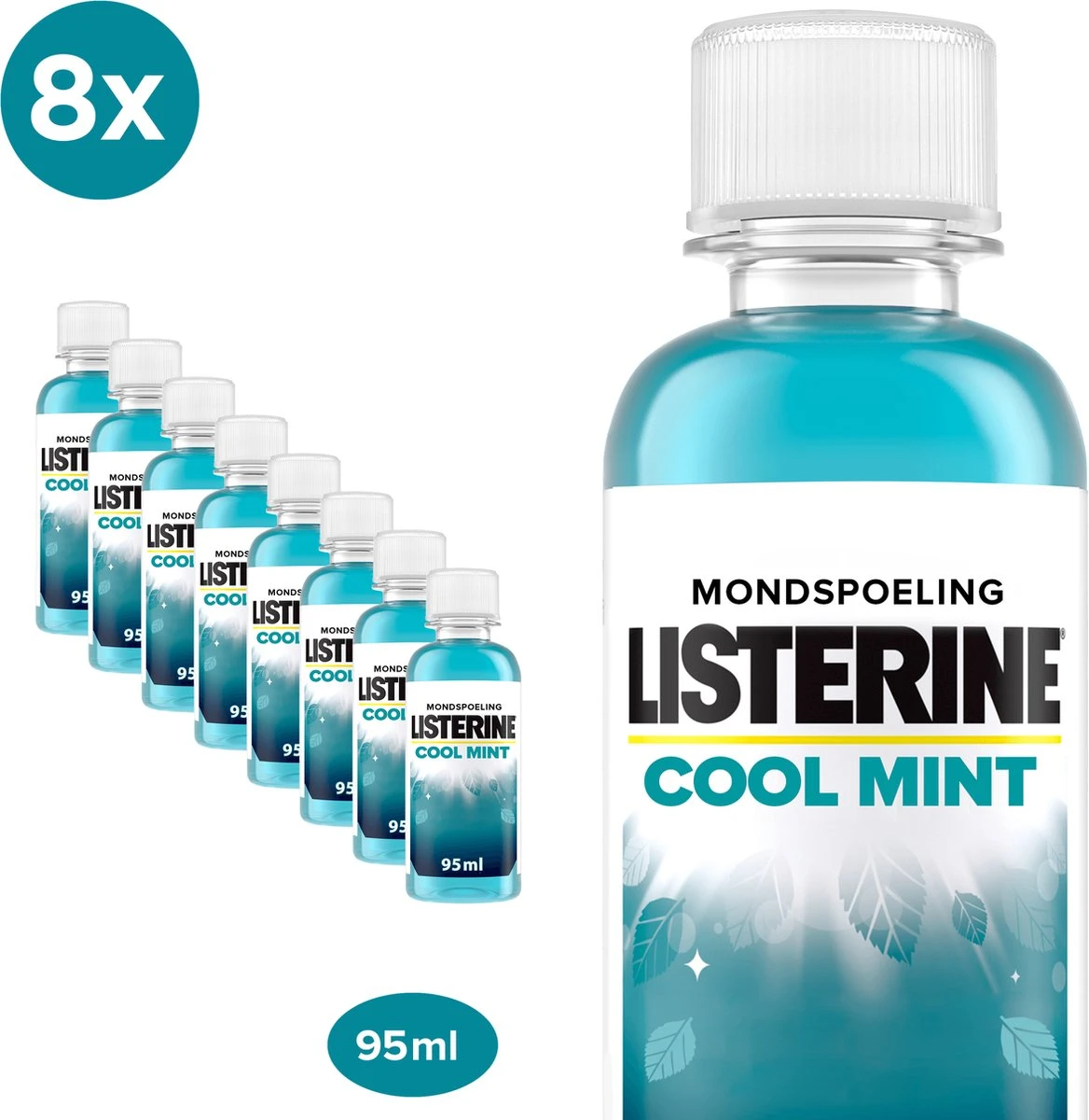 Listerine Cool Mint Mondwater, Mondspoeling Met Intens Frisse Muntsmaak, Bestrijdt Schadelijke Bacteriën Voor Gezond Tandvlees, 8 X 95 Ml 3 Listerine Cool Mint Mondwater, Mondspoeling Met Intens Frisse Muntsmaak, Bestrijdt Schadelijke Bacteriën Voor Gezond Tandvlees, 8 X 95 Ml