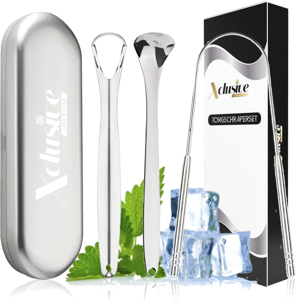 Xclusive-lifestyle® - Luxe RVS Tongschraperset - 4-Delige Professionele Tongreiniger - Mondverzorging - Mondhygiëne - Herbruikbaar En Duurzaam - Ayurveda - Aanbevolen Door Tandartsen 3 Xclusive-lifestyle® - Luxe RVS Tongschraperset - 4-Delige Professionele Tongreiniger - Mondverzorging - Mondhygiëne - Herbruikbaar En Duurzaam - Ayurveda - Aanbevolen Door Tandartsen