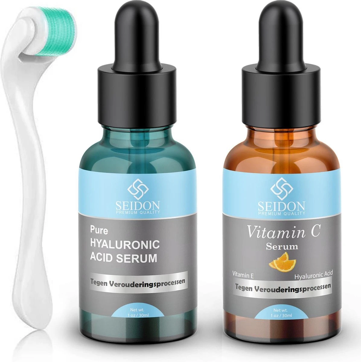 Seidon™ Vitamine C Serum & Hyaluronzuur Serum - Inclusief Dermaroller - Premium Edition - Anti Aging - Gezichtsverzorging - Anti Rimpel – 2 DUOPACK - 60mL 3 Seidon™ Vitamine C Serum & Hyaluronzuur Serum - Inclusief Dermaroller - Premium Edition - Anti Aging - Gezichtsverzorging - Anti Rimpel – 2 DUOPACK - 60mL