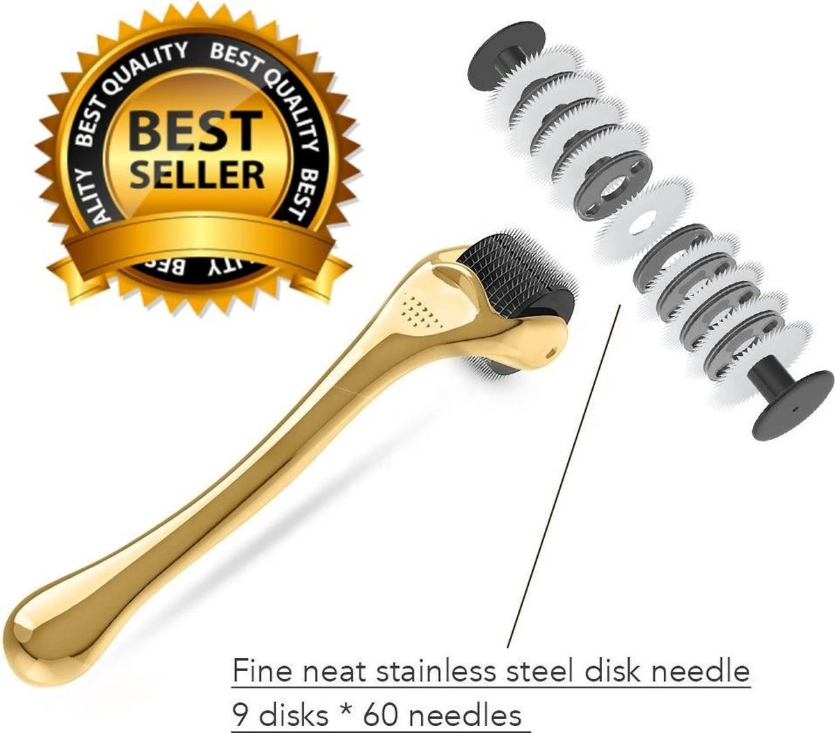 Merkloos Titanium Dermaroller 1.5 Mm Micro Naaldjes Goud Gezichtsroller Acne Rimpels Cellulitis Littekens Striae Haargroei 7 Merkloos Titanium Dermaroller 1.5 Mm Micro Naaldjes Goud Gezichtsroller Acne Rimpels Cellulitis Littekens Striae Haargroei - Afbeelding 5
