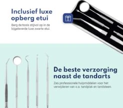 Tandarts Setje - Professioneel - Tandsteen Verwijderaar – Mondspiegel – Tandartshaakje – Tandsteenhaakje - Gebitsverzorging – Inclusief Luxe Etui - 6-delig - RVS -Verzorgingsproducten Verkoop 1200x1057
