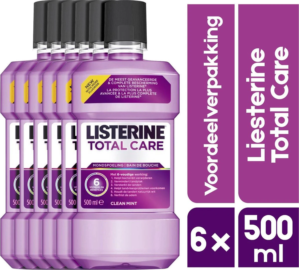 Listerine Mondwater Total Care 6 X 500 Ml 3 Listerine Mondwater Total Care 6 X 500 Ml