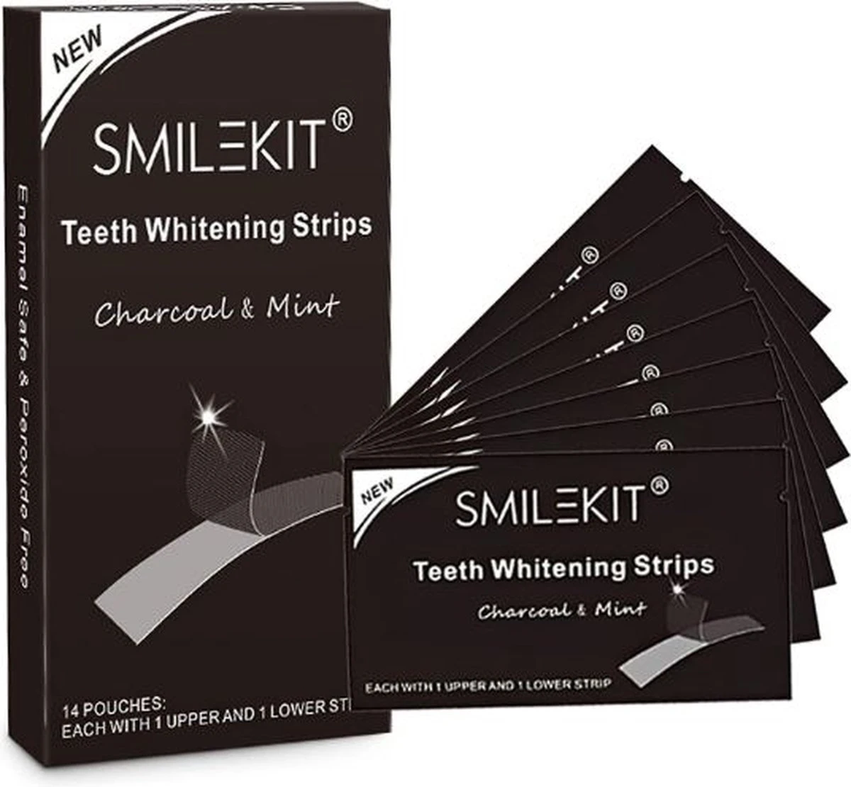 Smilekit - Teeth Whitening Strips - Charcoal & Mint - 7 Sets 14 Stuks - Witte Tanden - Tanden Bleken 3 Smilekit - Teeth Whitening Strips - Charcoal & Mint - 7 Sets 14 Stuks - Witte Tanden - Tanden Bleken