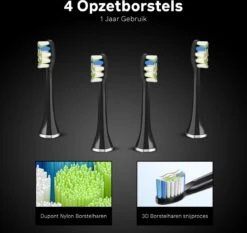 Bintoi® ISonic ProClean - Opzetborstels Elektrische Tandenborstel - 4 Stuks - Geschikt Voor Bintoi ISonic D700/D600 - Jaarvoorraad - Zwart -Verzorgingsproducten Verkoop 1200x1132 1