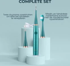 Merkloos Tandsteen Verwijderaar Elektrisch Dentect – Tandenborstel Opzetstukken - Tandarts Spiegel - 5 Standen - Groen -Verzorgingsproducten Verkoop 1200x1139 3
