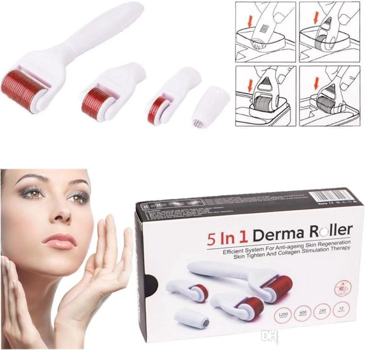 Merkloos Dermaroller Microneedling - 5 In 1 SET Gezichtsroller + GRATIS Vitamine C SERUM - Oogroller - Bodyroller - Dermastamp - Collageenbooster - Verbetert De Huid Conditie - Stimuleert Haargroei - Inclusief Reinigingsbakje - Tijdelijke Aanbieding!! OP = OP 3 Merkloos Dermaroller Microneedling - 5 In 1 SET Gezichtsroller + GRATIS Vitamine C SERUM - Oogroller - Bodyroller - Dermastamp - Collageenbooster - Verbetert De Huid Conditie - Stimuleert Haargroei - Inclusief Reinigingsbakje - Tijdelijke Aanbieding!! OP = OP