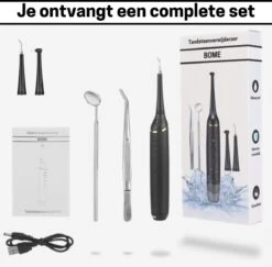 BOME Tandsteen Verwijderaar - 3 Opzetstukken - Tandplak Verwijderaar - Inclusief Spiegel En Pincet - 3 Standen -Verzorgingsproducten Verkoop 1200x1179 3