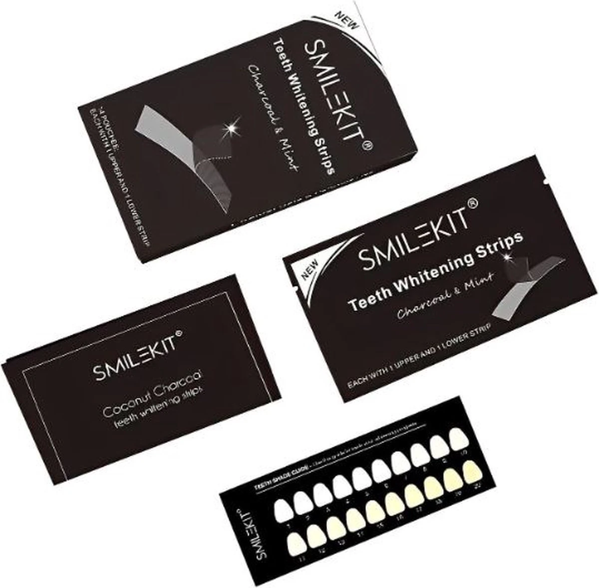 Smilekit - Teeth Whitening Strips - Charcoal & Mint - 7 Sets 14 Stuks - Witte Tanden - Tanden Bleken 4 Smilekit - Teeth Whitening Strips - Charcoal & Mint - 7 Sets 14 Stuks - Witte Tanden - Tanden Bleken - Afbeelding 2