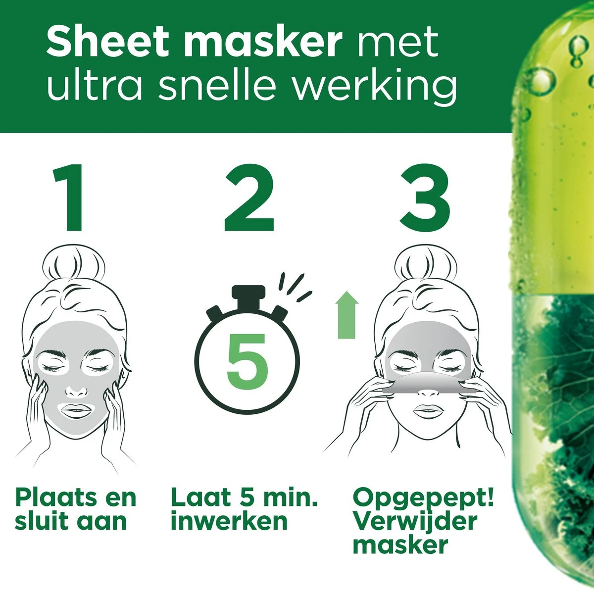 Garnier SkinActive Ampul Sheet Mask Met Boerenkool & Niacinamide - 5 Stuks 8 Garnier SkinActive Ampul Sheet Mask Met Boerenkool & Niacinamide - 5 Stuks - Afbeelding 6