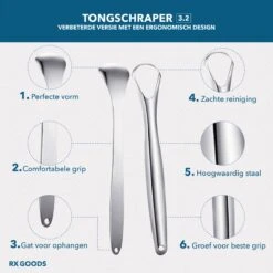 RX Goods RVS Tongschraper Voor Mondverzorging – 4 Stuks – Tongreiniger, Tongborstel & Tong Schraper – Duurzaam & Herbruikbaar -Verzorgingsproducten Verkoop 1200x1200 335