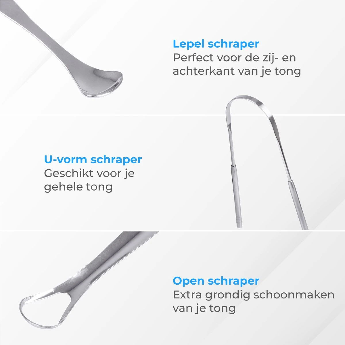 Nuvance - Professionele Tongschraper - 3 In 1 Set - Voor Mondverzorging - Tongreiniger - Tong Schraper - Tongue Scraper - RVS 7 Nuvance - Professionele Tongschraper - 3 In 1 Set - Voor Mondverzorging - Tongreiniger - Tong Schraper - Tongue Scraper - RVS - Afbeelding 5