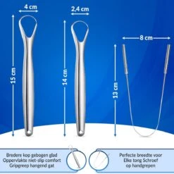 RVS Tongschraper Set - 4 Stuks - Mondverzorging - Tongreiniger, Tongborstel & Tong Schraper -Verzorgingsproducten Verkoop 1200x1200 377