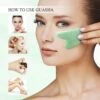 Merkloos Euhomerce Jade Guasha Schraper-Inclusief Reiszakje - Gua Sha Tool Voor Uw Skincare Routine - Jade Steen- Rose Quartz Roller - 100% Rozenkwarts Steen Van Hoge Kwaliteit - Xiuyan
