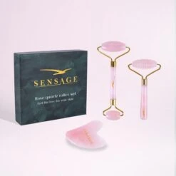 Sensage Rozenkwarts Roller Met Gua Sha Steen | Massage Jade Roller | 100% Natuurlijk Rose Quartz | Gezichtsroller | Face Roller | Roller | Gezichtsmassage | 4-delige Beauty Set -Verzorgingsproducten Verkoop 1200x1200 748