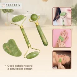 Velveux Gua Sha Jade Steen Gezichtsroller 4 Delige Set Cadeau Voor Vrouw - Geschenkset Vrouwen - Jade Roller - Gezichtsmassage - Valentijnsdag Cadeau -Verzorgingsproducten Verkoop 1200x1200 770