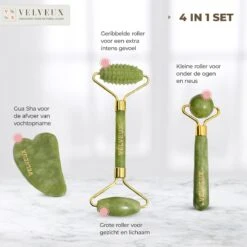 Velveux Gua Sha Jade Steen Gezichtsroller 4 Delige Set Cadeau Voor Vrouw - Geschenkset Vrouwen - Jade Roller - Gezichtsmassage - Valentijnsdag Cadeau -Verzorgingsproducten Verkoop 1200x1200 771