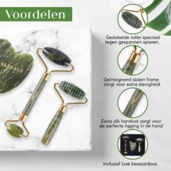 Sensage Jade Roller Met Gua Sha Steen | Massage | 100% Natuurlijk Groene Jade | Gezichtsroller | Face Roller | Roller | Gezichtsmassage | 4-delige Beauty Set -Verzorgingsproducten Verkoop 1200x1200 799