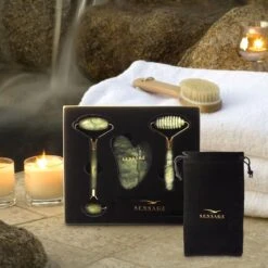 Sensage Jade Roller Met Gua Sha Steen | Massage | 100% Natuurlijk Groene Jade | Gezichtsroller | Face Roller | Roller | Gezichtsmassage | 4-delige Beauty Set -Verzorgingsproducten Verkoop 1200x1200 803