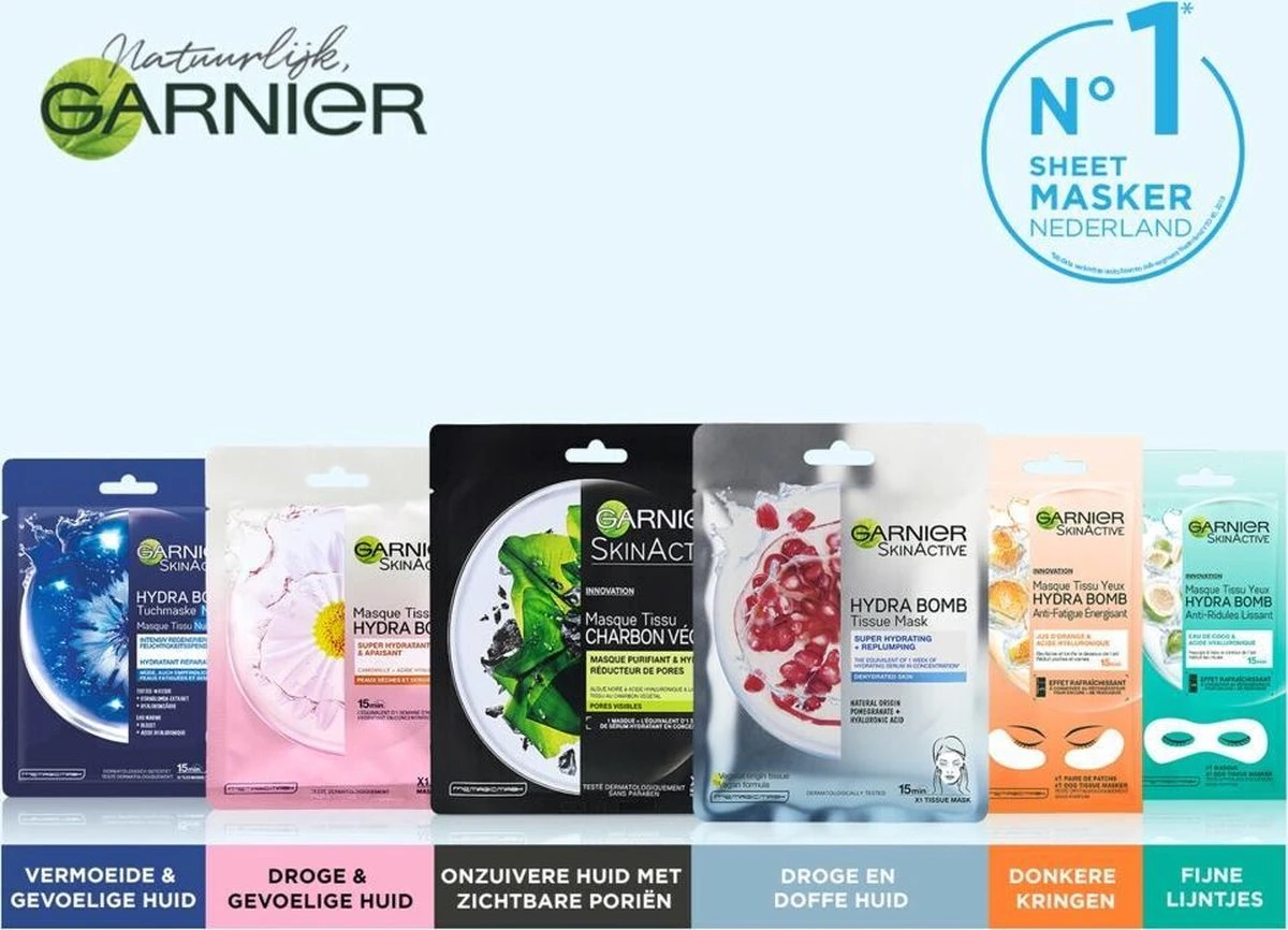 Garnier SkinActive Tissue Gezichtsmasker Hydraterend & Kalmerend - 1 Stuks 7 Garnier SkinActive Tissue Gezichtsmasker Hydraterend & Kalmerend - 1 Stuks - Afbeelding 5