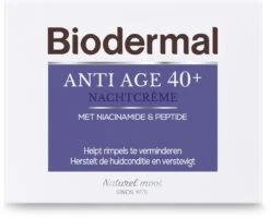 Biodermal Anti Age Nachtcrème 40+ - Nachtcrème Met Niacinamide & Peptide - Herstelt De Huidconditie En Verstevigt - 50ml -Verzorgingsproducten Verkoop 1200x977 2