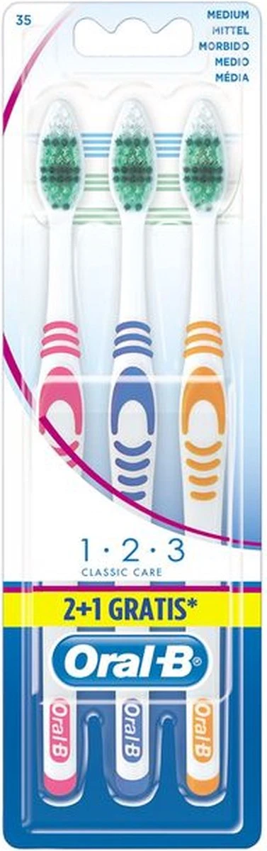 Oral B Oral-B Tandenborstel 1-2-3 Multipak 3 Stuks 3 Oral B Oral-B Tandenborstel 1-2-3 Multipak 3 Stuks