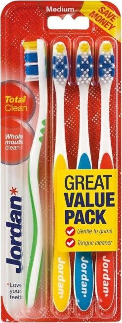 Jordan - Total Clean Tandenborstels Medium - 4 Stuks -Verzorgingsproducten Verkoop 455x1200
