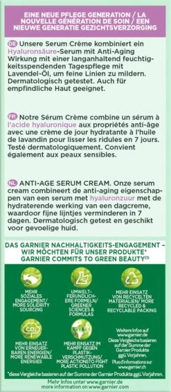 Garnier Bio Anti-Aging Serum Cream Met Hyaluronzuur - 50 Ml -Verzorgingsproducten Verkoop 524x1200 1