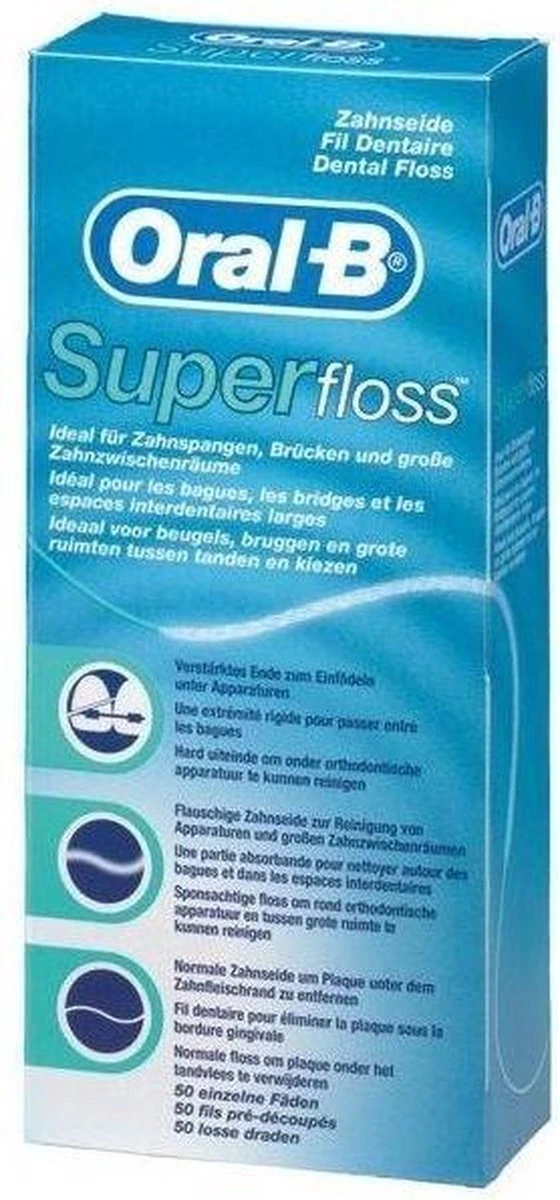 Oral B Oral-B Superfloss - 50 Stuks - Flosdraad 10 Oral B Oral-B Superfloss - 50 Stuks - Flosdraad - Afbeelding 8