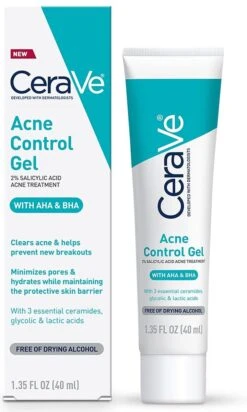 CeraVe Acne Control Gel AHA/BHA Acne Gel, Salicylic Acid Acne Treatment