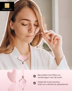 Jade Roller Rozenkwarts - Jade Roller - Gezichtsroller - Gua Sha - Rose Quartz - Gua Sha Jade - Jade - Massage - 2 Delige Set - Skincare - Valentijnsdag Cadeau -Verzorgingsproducten Verkoop 960x1200 33